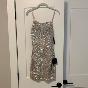 Lulu's Glittering Sequin Mini Dress in Silver